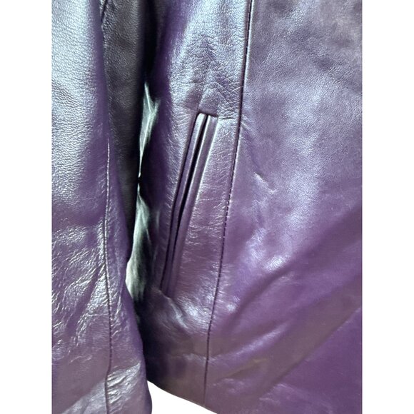 Pierotucci Womens Purple Leather Jacket With Zipper Closure Size 42 - Picture 5 of 8